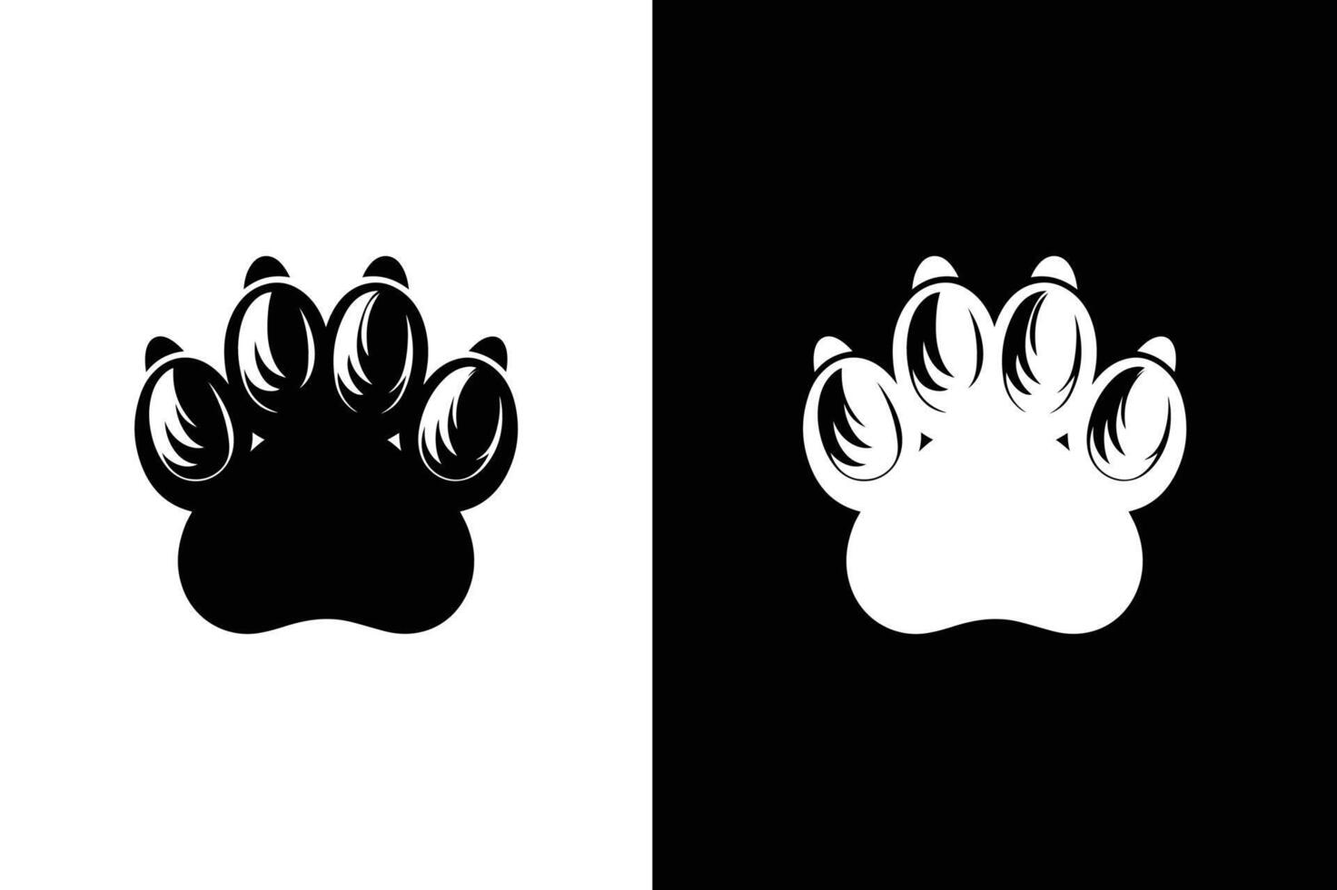 Dog or cat paw print flat icon silhouette illustration. Paw icon black white vector