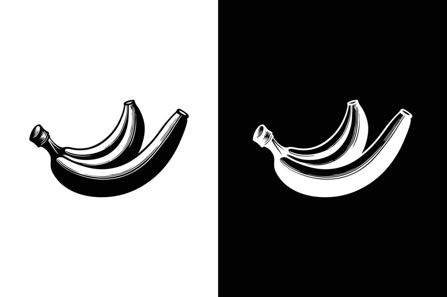 Banana icon silhouette isolated black white background. Banana vector