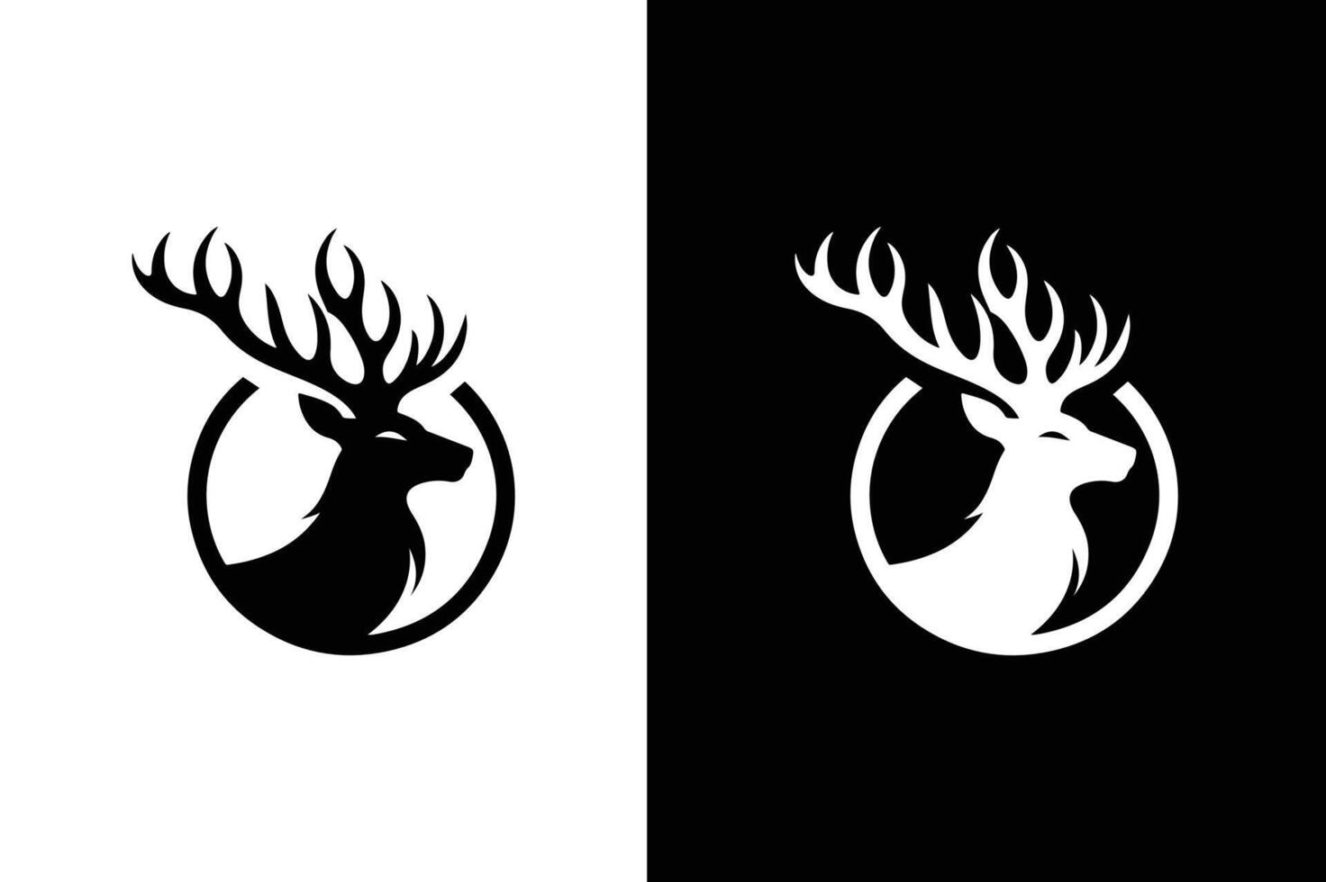 Deer icon silhouette on the white black background. Black and white icon for compositing and presentation. vector
