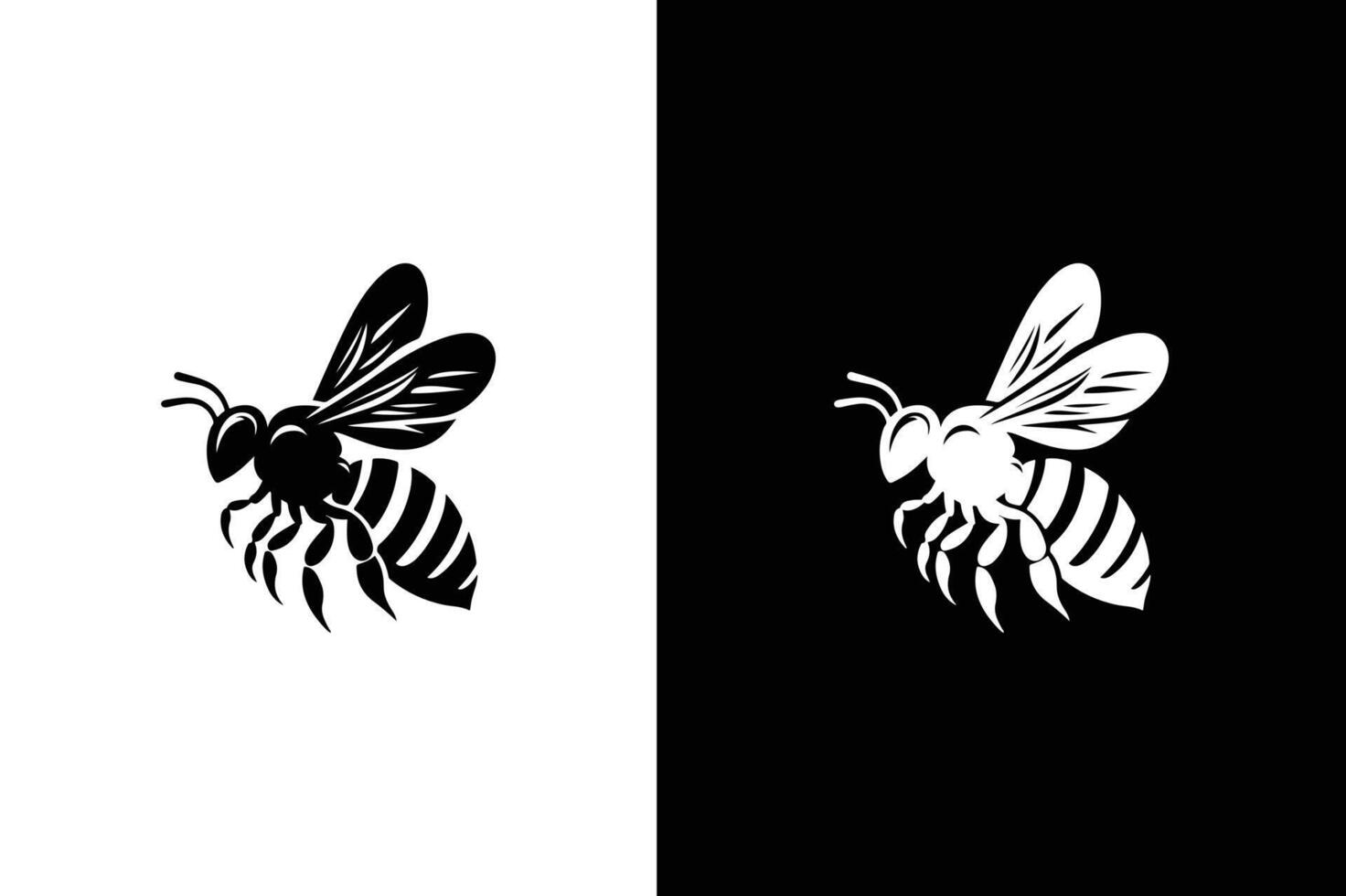 Bee icon black silhouette of an insect Isolated on a white background. Simple black and white bee icon vector