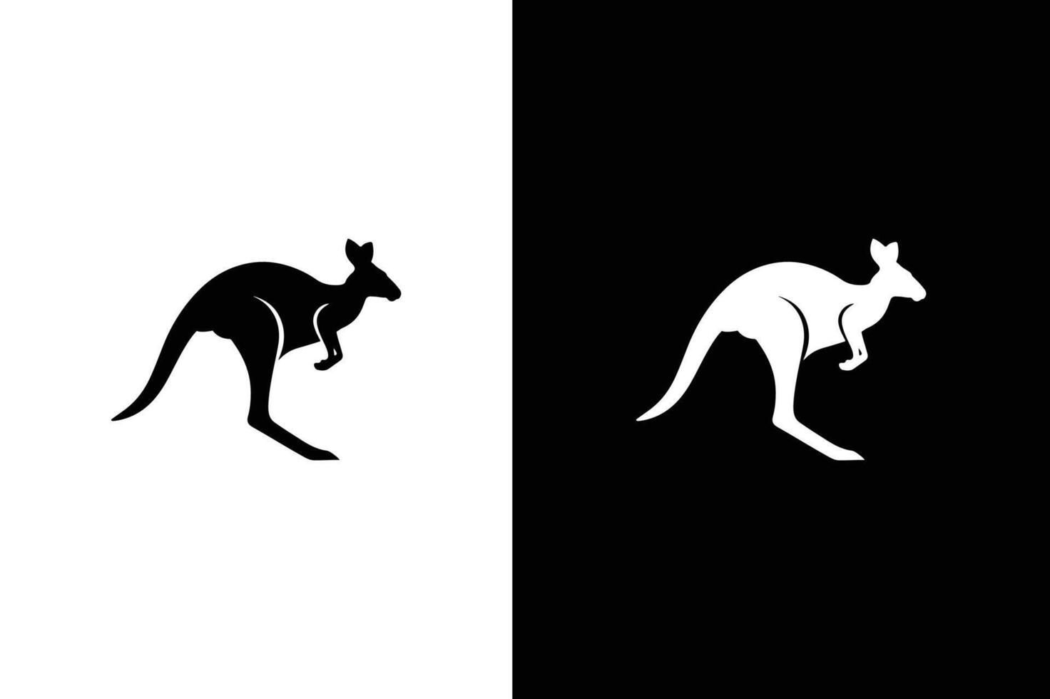 Standing kangaroo icon silhouette isolated on white black background. Kangaroo silhouette, kangaroo icon illustration vector
