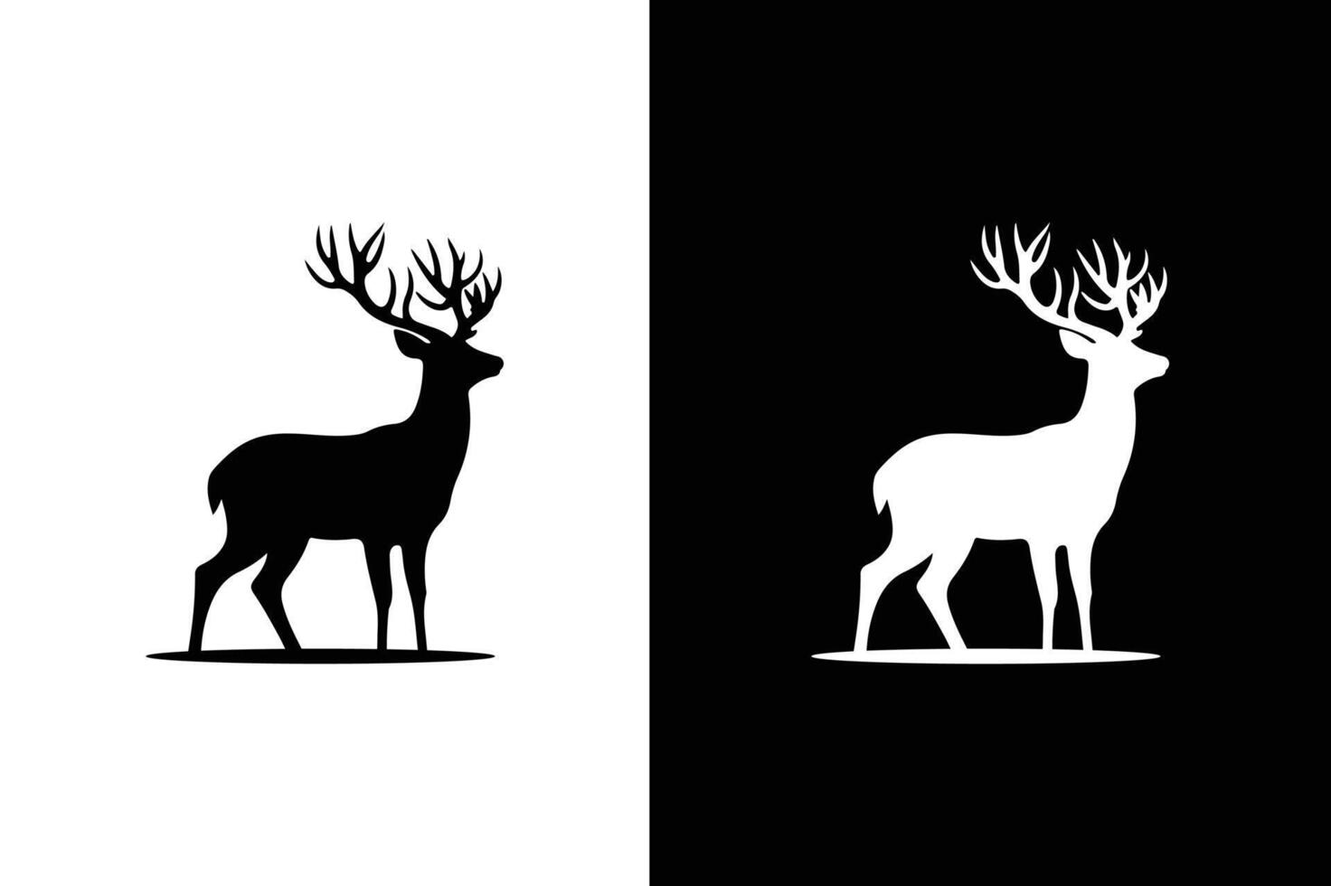 Graphic black silhouette icon of wild deer. Deer silhouettes icon illustration black white background. vector