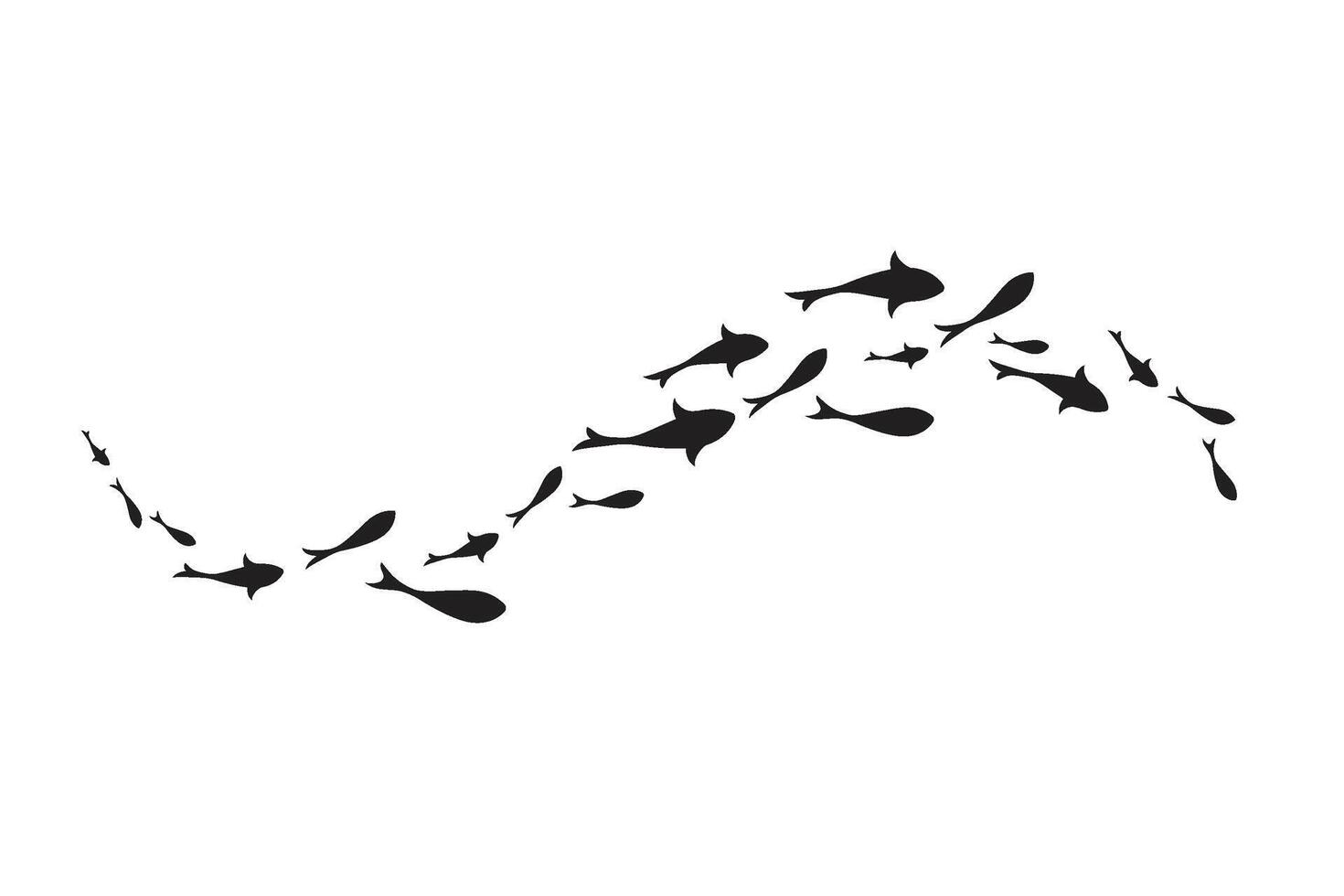 Dynamic Black flock of swimming fish vector