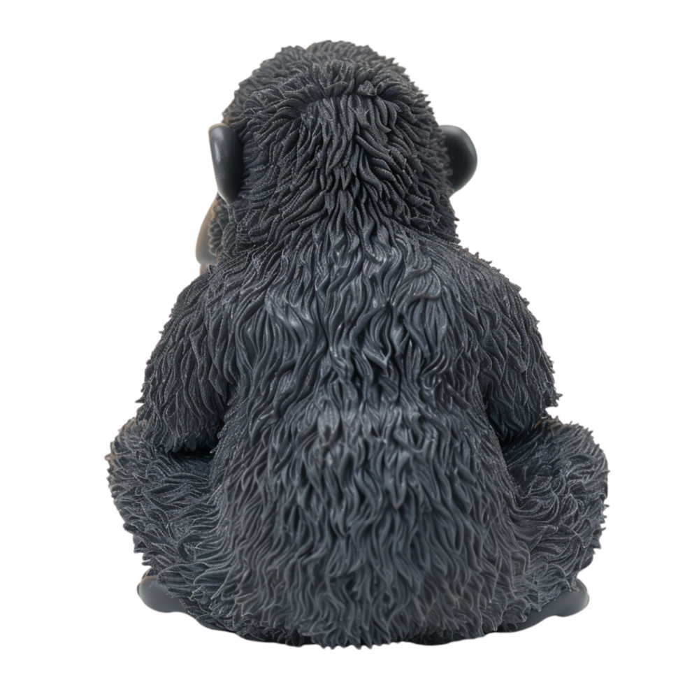 A single cute gorilla toy back view isolated on transparent background png