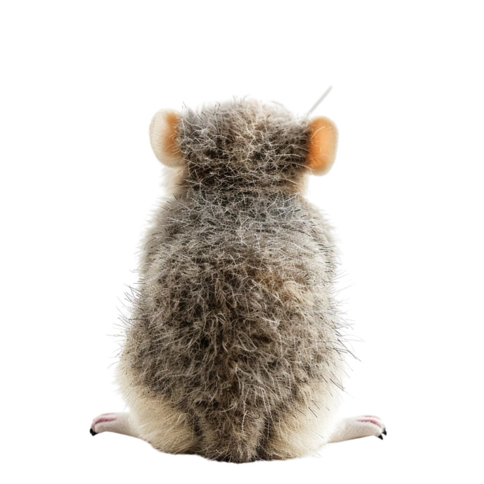 A single cute possum toy, soft toy back view isolated on transparent background png