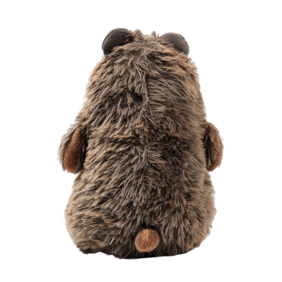 A single cute mole toy, soft toy back view isolated on transparent background png