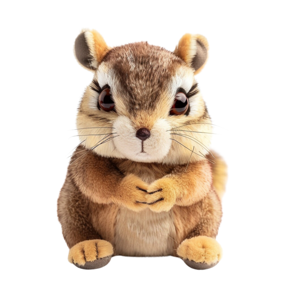 A single cute chipmunk toy front view isolated on transparent background png