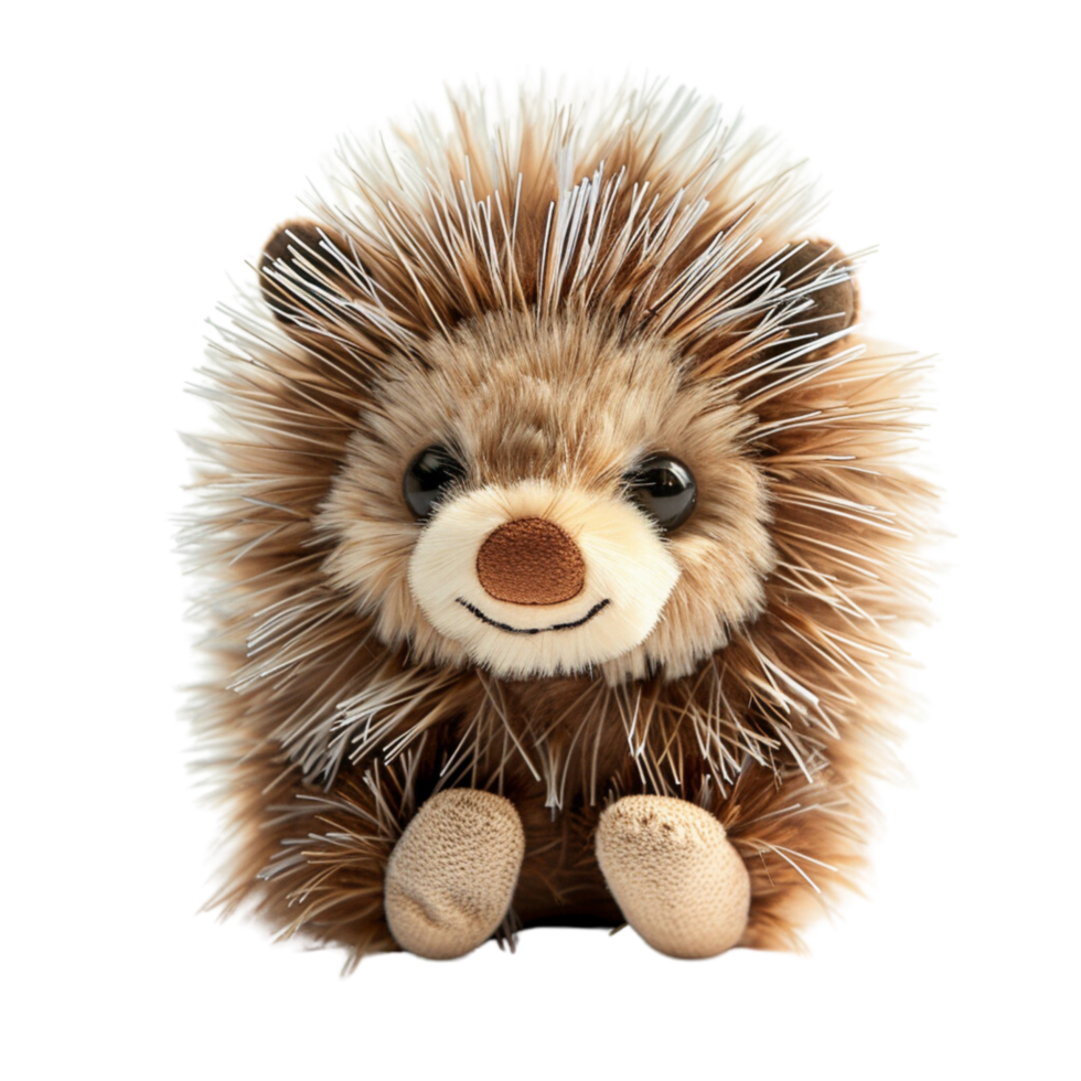 A single cute porcupine toy front view isolated on transparent background png