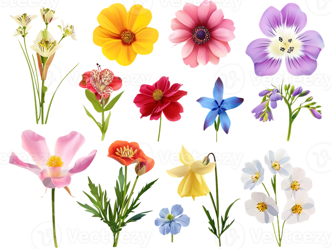 Exquisite Flowers with Transparent Background, Blooming in Full Color png