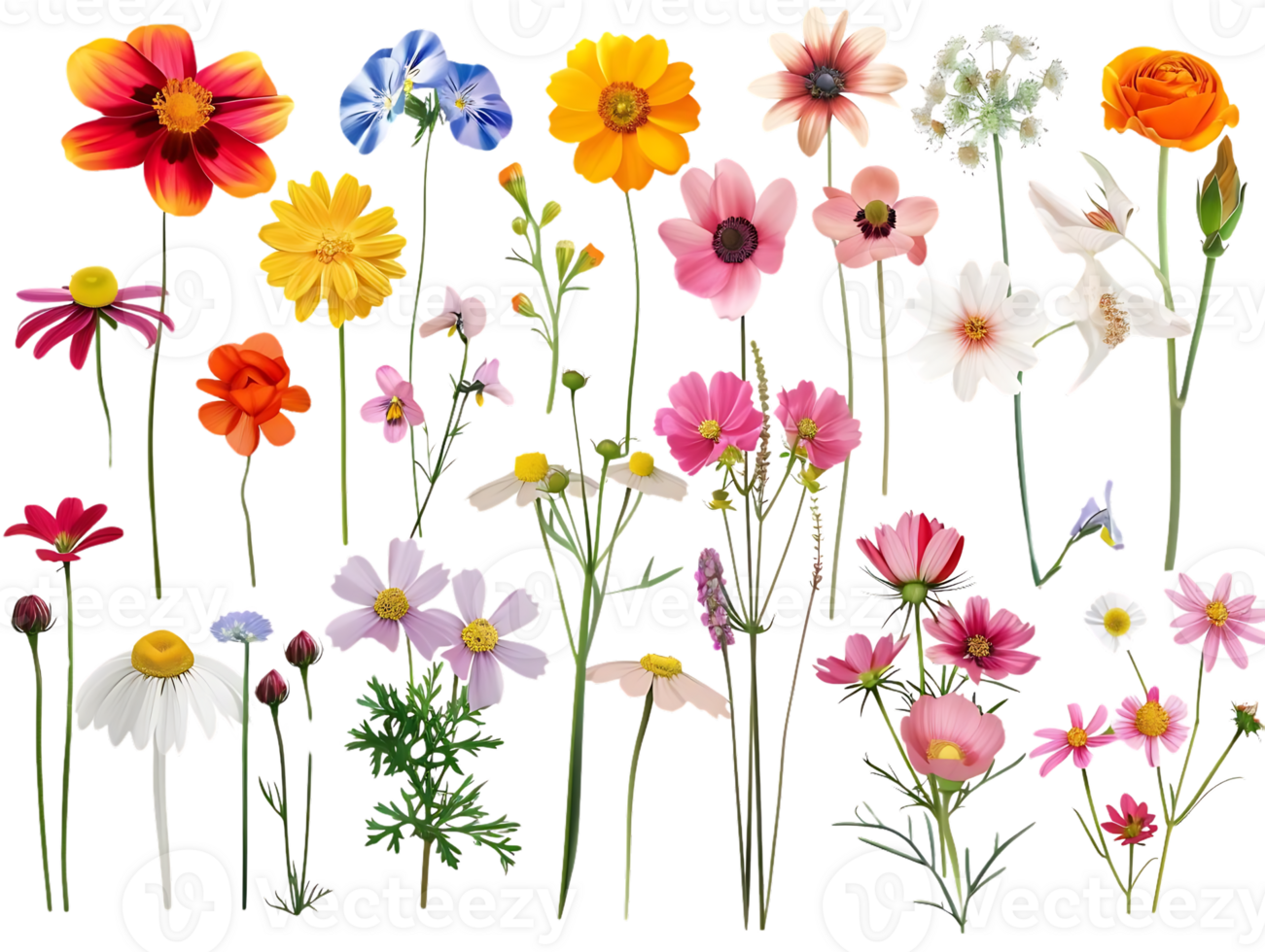 Vibrant Blooms Isolated on a Transparent Background png