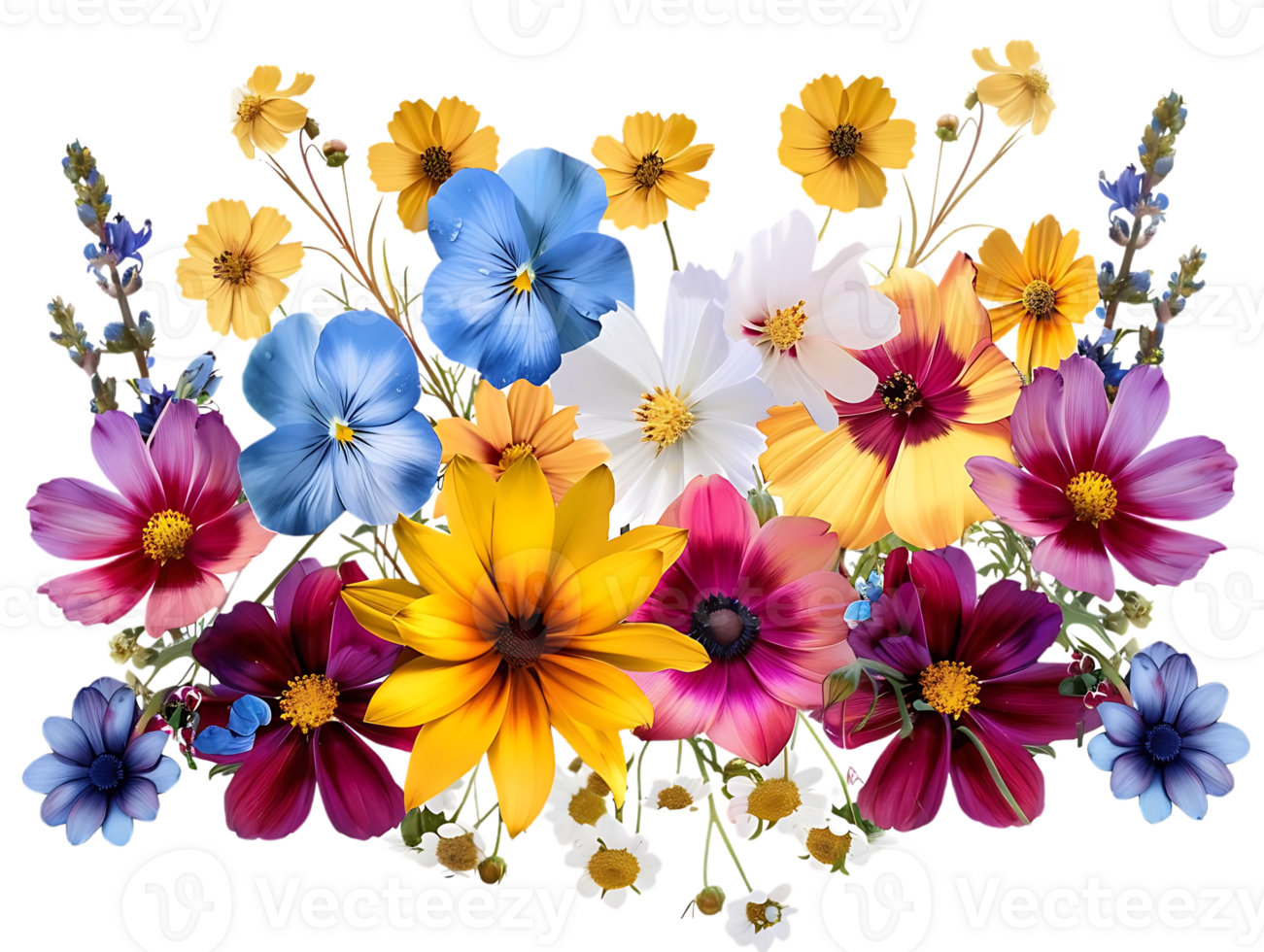 Vibrant Floral Arrangement on a Transparent Background png
