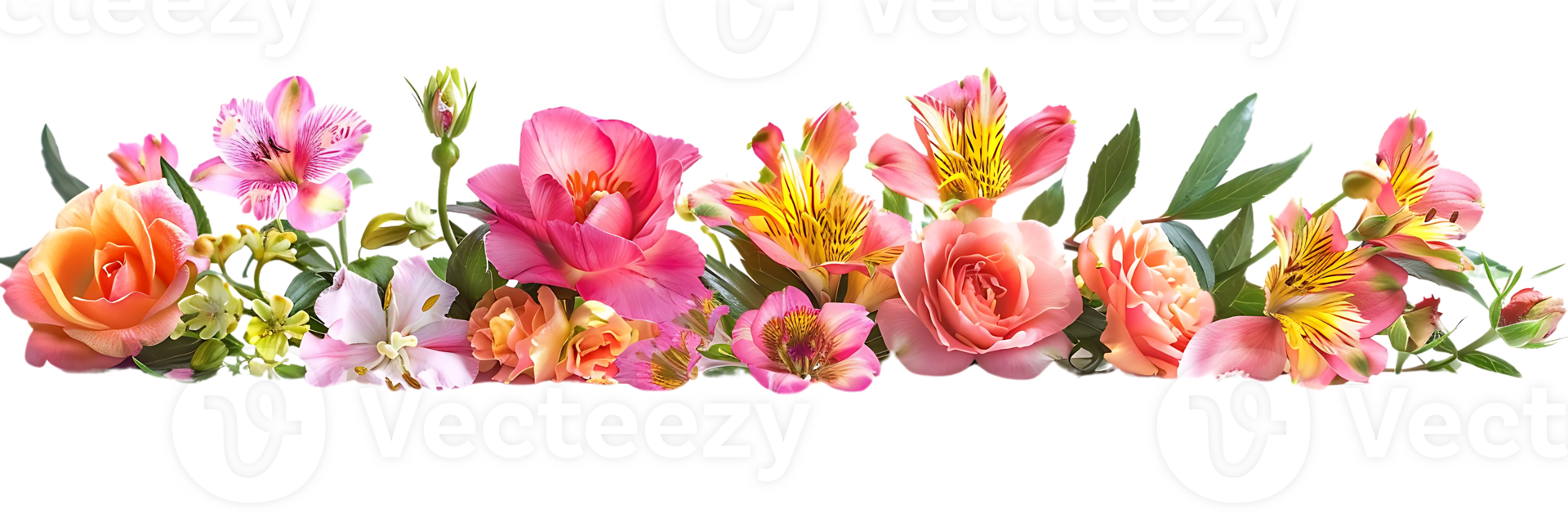 A Beautiful Bouquet of Pink and Yellow Flowers with a Transparent Background png