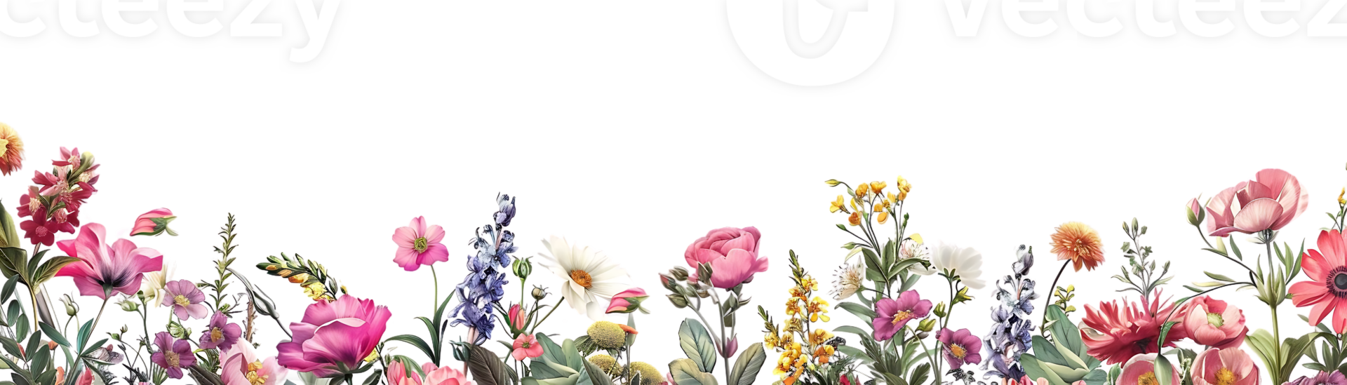 Vibrant Floral Border with a Transparent Background, Perfect for Design Projects png