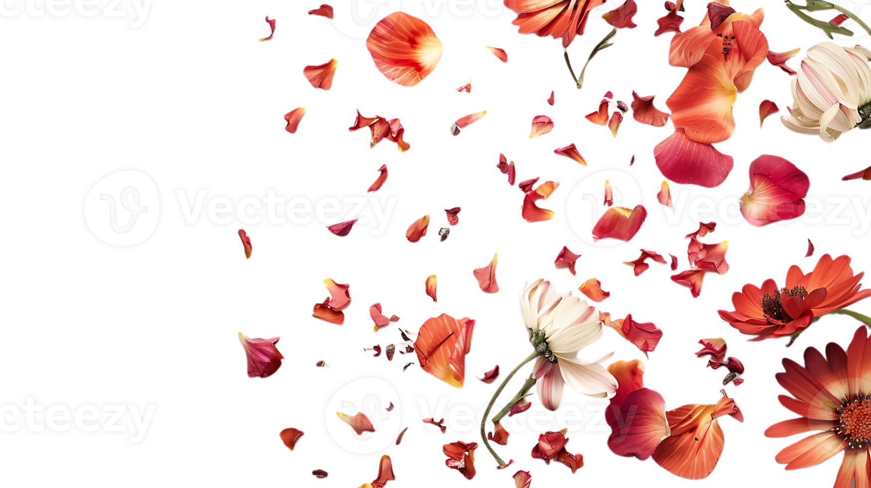 Falling Petals and Flowers on a Transparent Background png