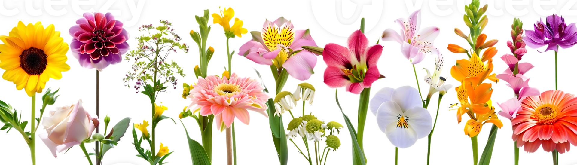 Blooming Flowers with a Transparent Background, a Vibrant Display of Nature's Beauty png