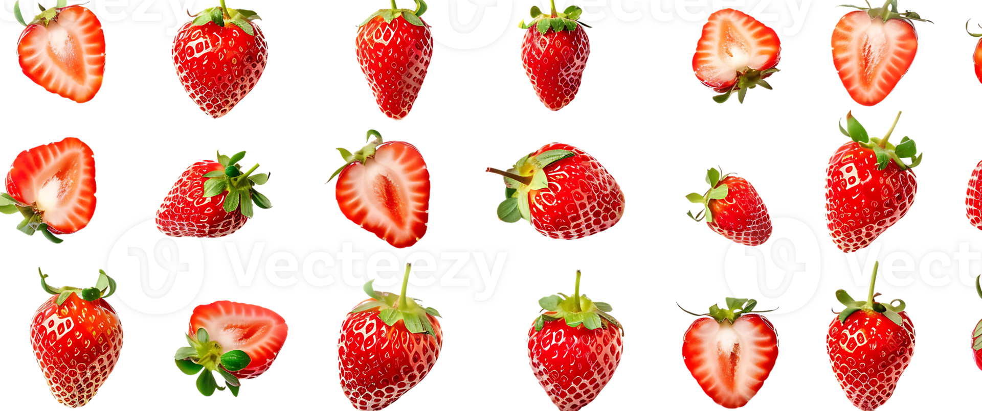 Red Ripe Strawberries on a Transparent Background, Perfect for Design Projects png