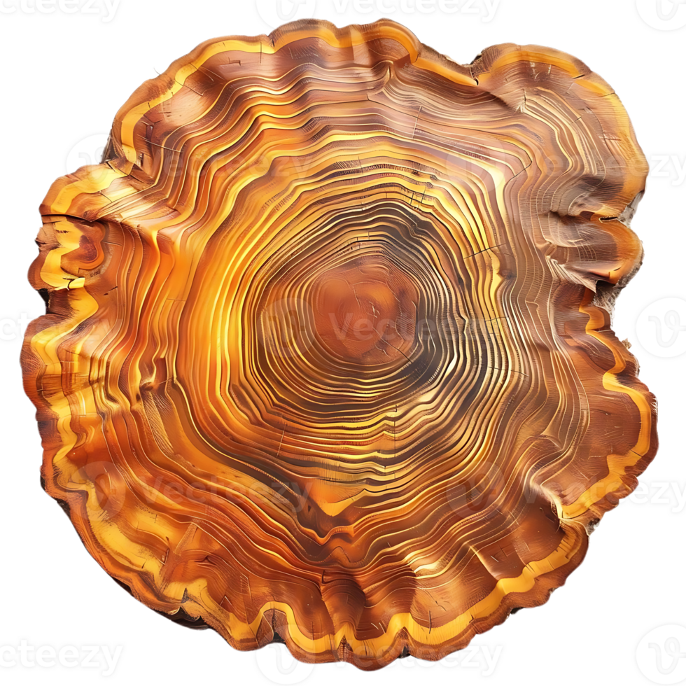 Intricate Patterns of a Tree Trunk's Cross Section with Transparent Background png