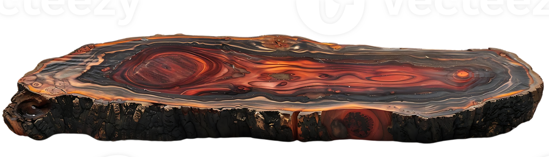 Intricate Patterns of a Cross-Sectioned Tree Trunk Displaying a Stunning Transparent Background png