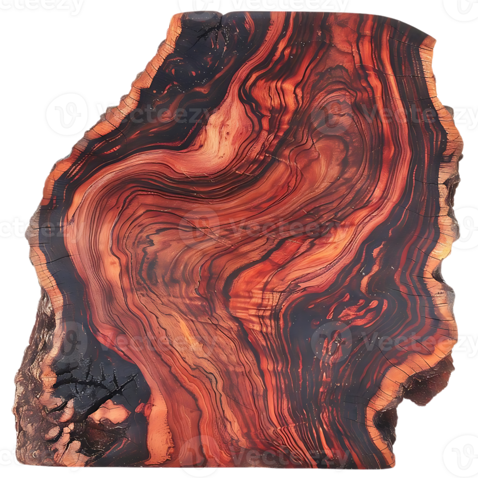 Intricate Wood Grain Pattern in a Cross Section of a Tree Trunk with a Transparent Background png