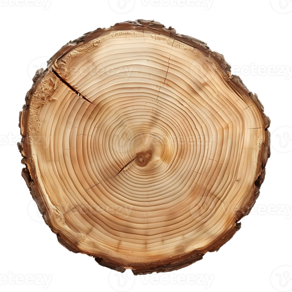 Tree Rings on a Cross Section of a Tree Trunk with Transparent Background png