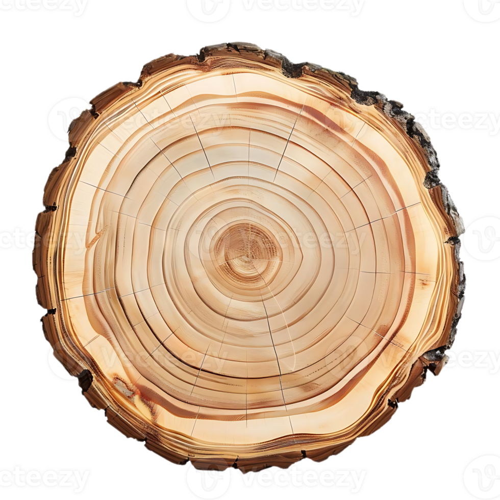 Tree Ring Cross Section Isolated on Transparent Background -  Natural Wood Texture with Growth Rings -  Round Slice of Timber, Cut Log,  Bark,  Wood Grain,  Organic,  Nature,  Forest,  Rustic png