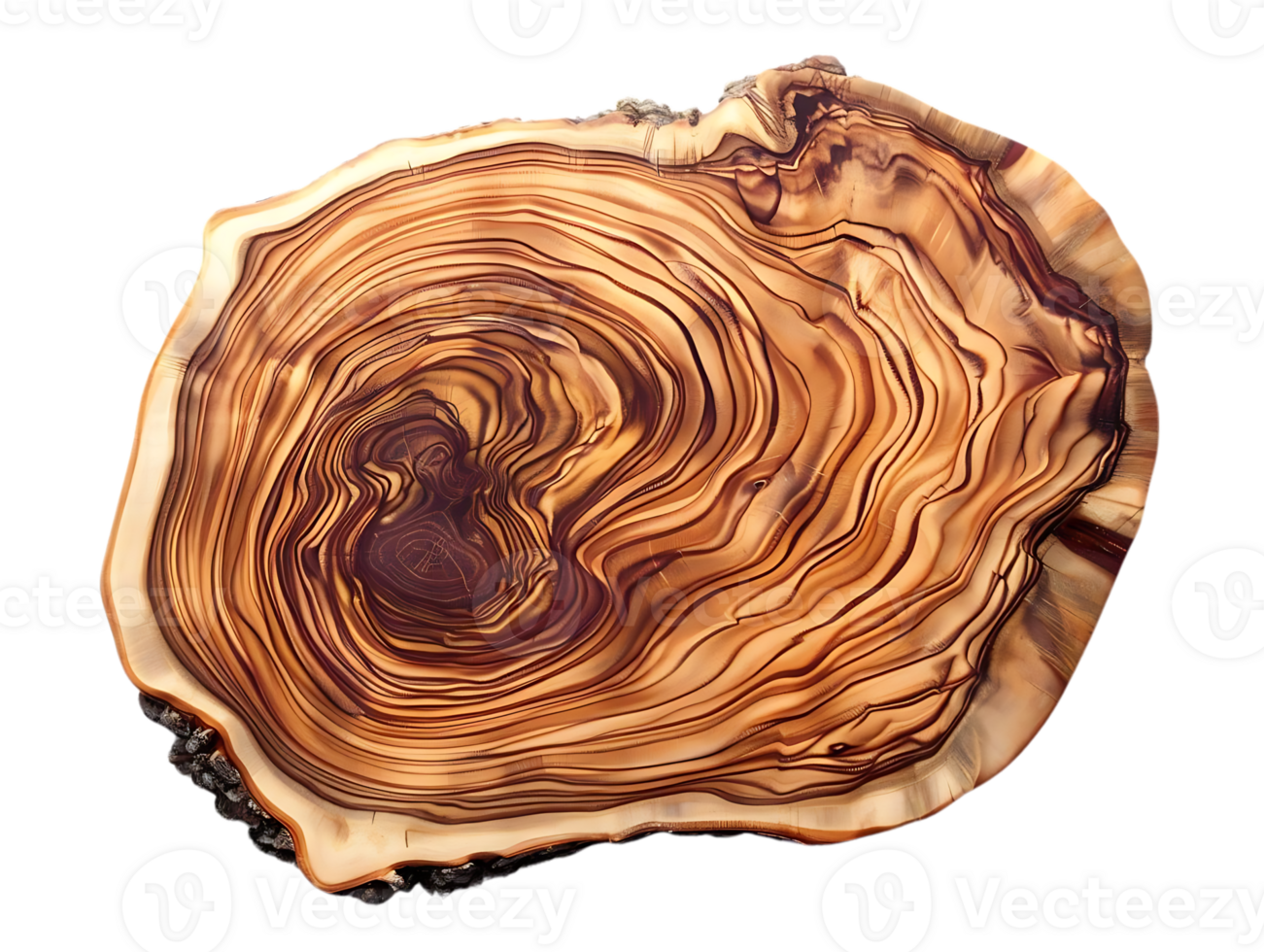 Intricate Wood Grain Pattern on a Tree Slice with a Transparent Background png
