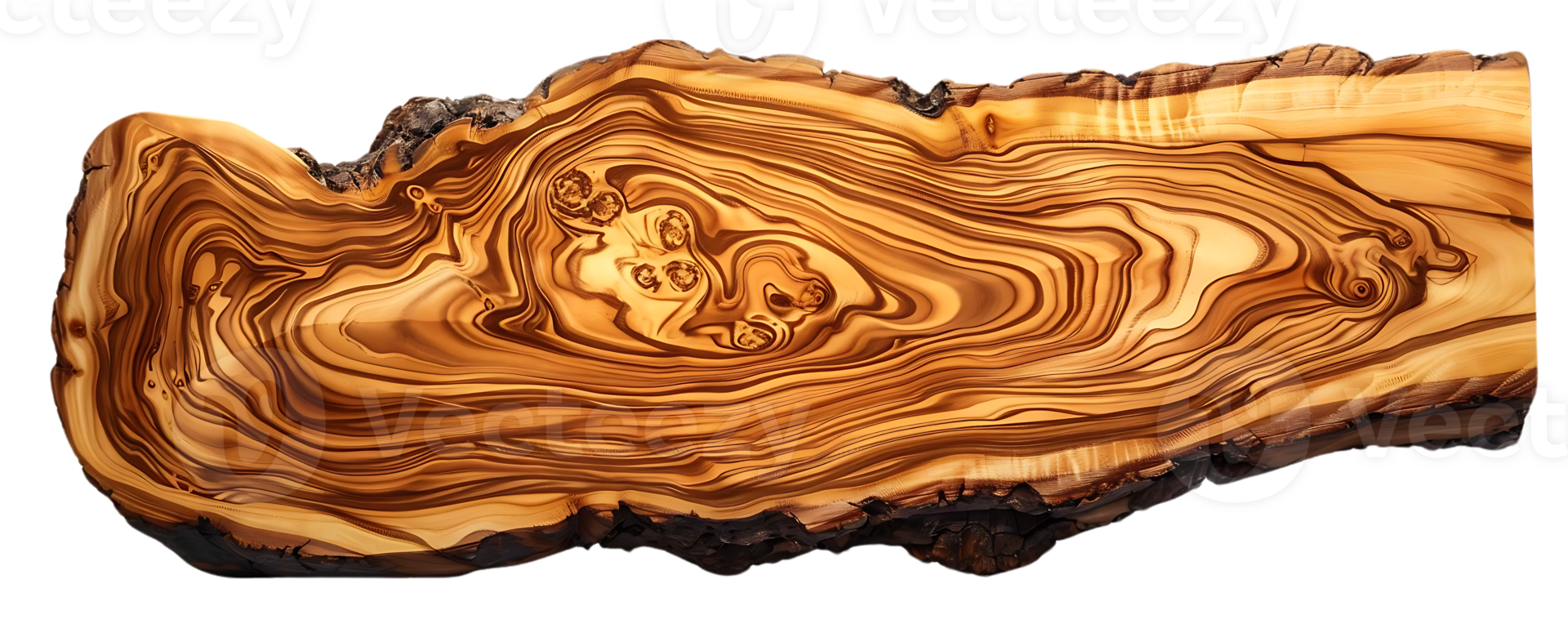 Olive Wood Slice with Unique Grain Pattern and Transparent Background png