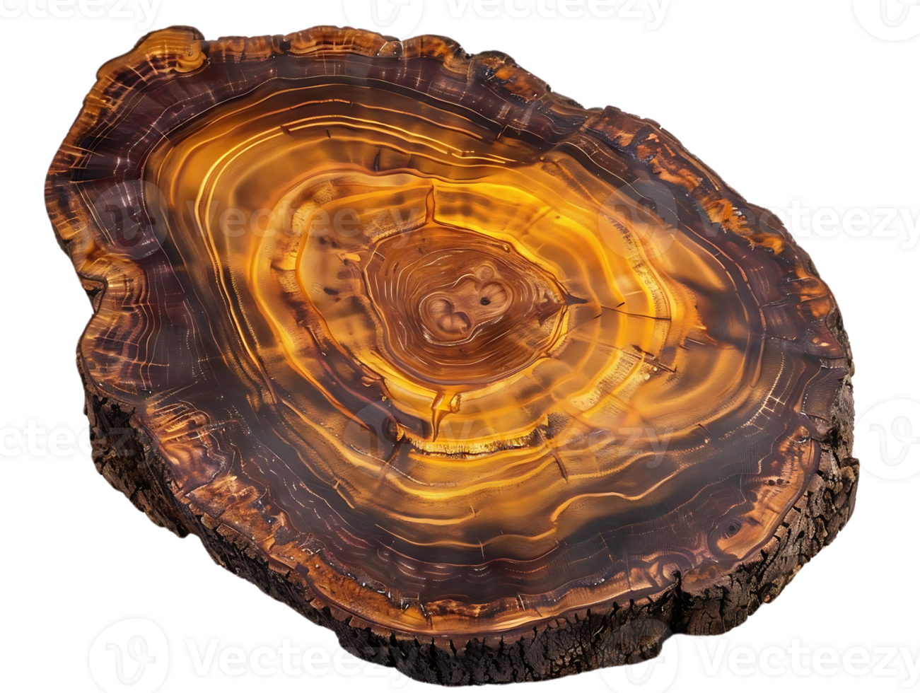 Stunning Wood Slice with Visible Grain Patterns, Featuring a Transparent Background for Easy Editing png