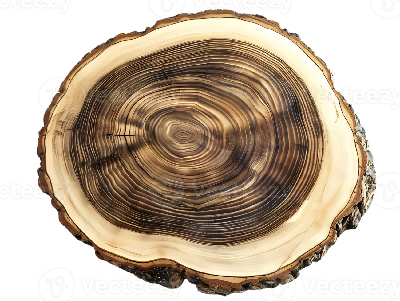 A Stunning Wood Cross Section with a Transparent Background, Featuring Intricate Growth Rings, Perfect for Design Projects. png