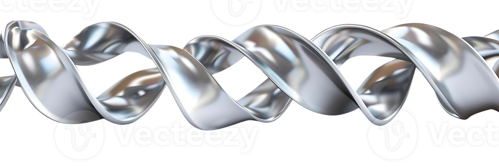 Metallic Ribbon Twirls and Curves in a Smooth, Abstract Design with a Transparent Background png