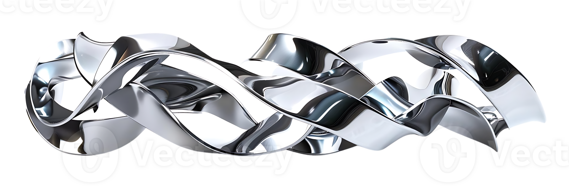 Abstract Chrome Waves with a Transparent Background for Modern Design png