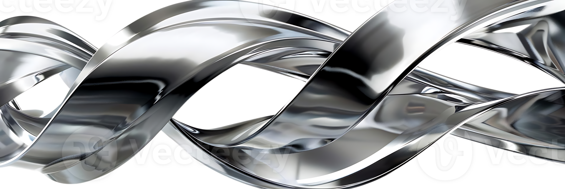 Metallic Abstract Shapes Intertwine and Reflect, Creating a Dynamic Composition with Transparent Background png