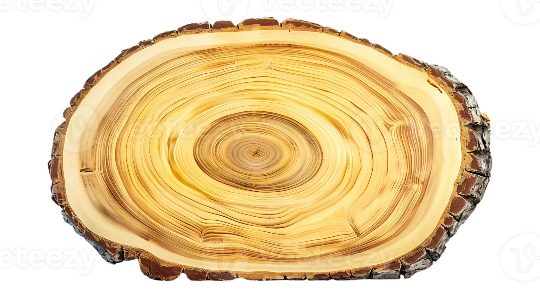 Tree Trunk Cross Section Displaying Growth Rings with a Transparent Background png