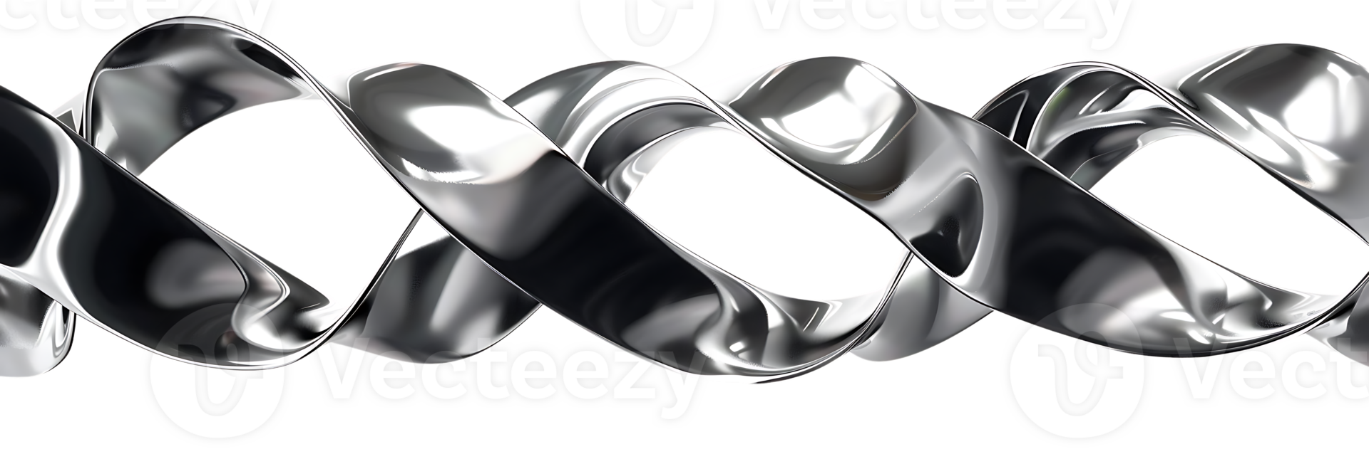 Shiny Metal Ribbons Intertwine, Creating a Complex and Abstract Design with a Transparent Background png