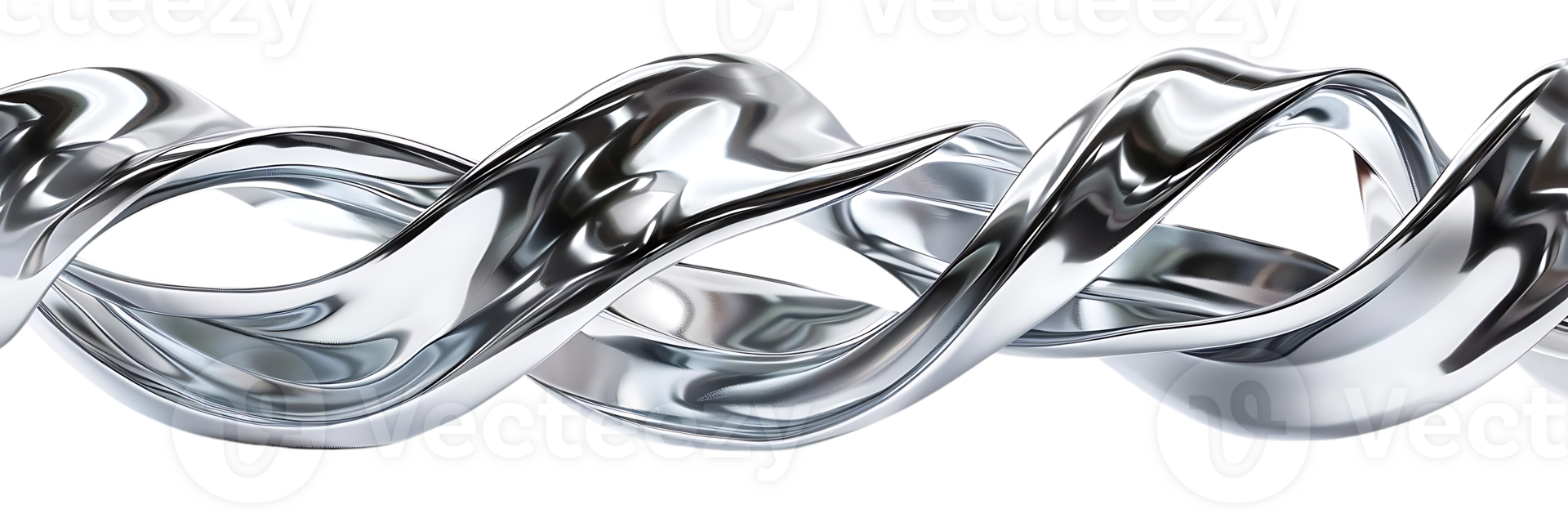 Silver Metallic Ribbon Twirls and Bends, Creating a Stunning Abstract Art Display with a Transparent Background png