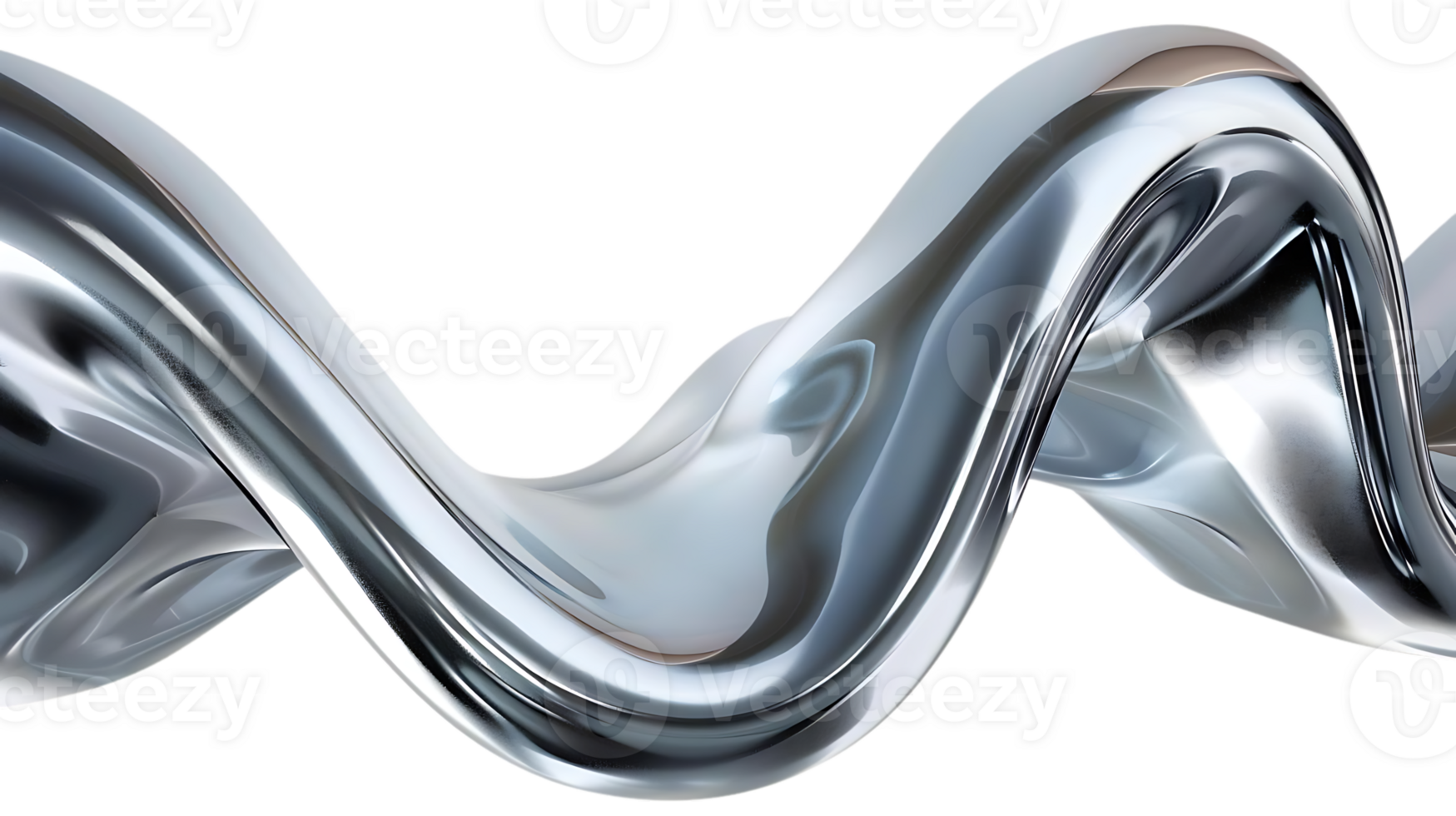 Abstract Silver Flowing Liquid Metal with Transparent Background, Shiny Chrome Abstract Design, Metallic Liquid Swirling, Digital Rendering png