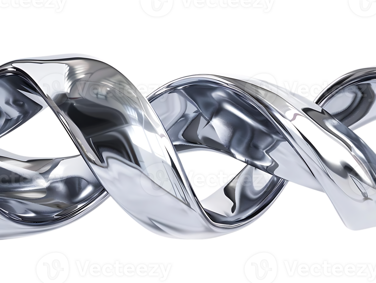 Shiny Silver Ribbon Twirls and Bends with a Transparent Background png