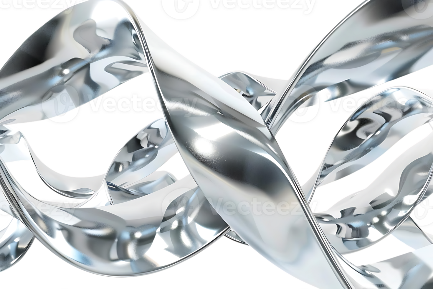 Metallic Ribbon Twirls and Bends with a Transparent Background, Creating Abstract and Modern Art png