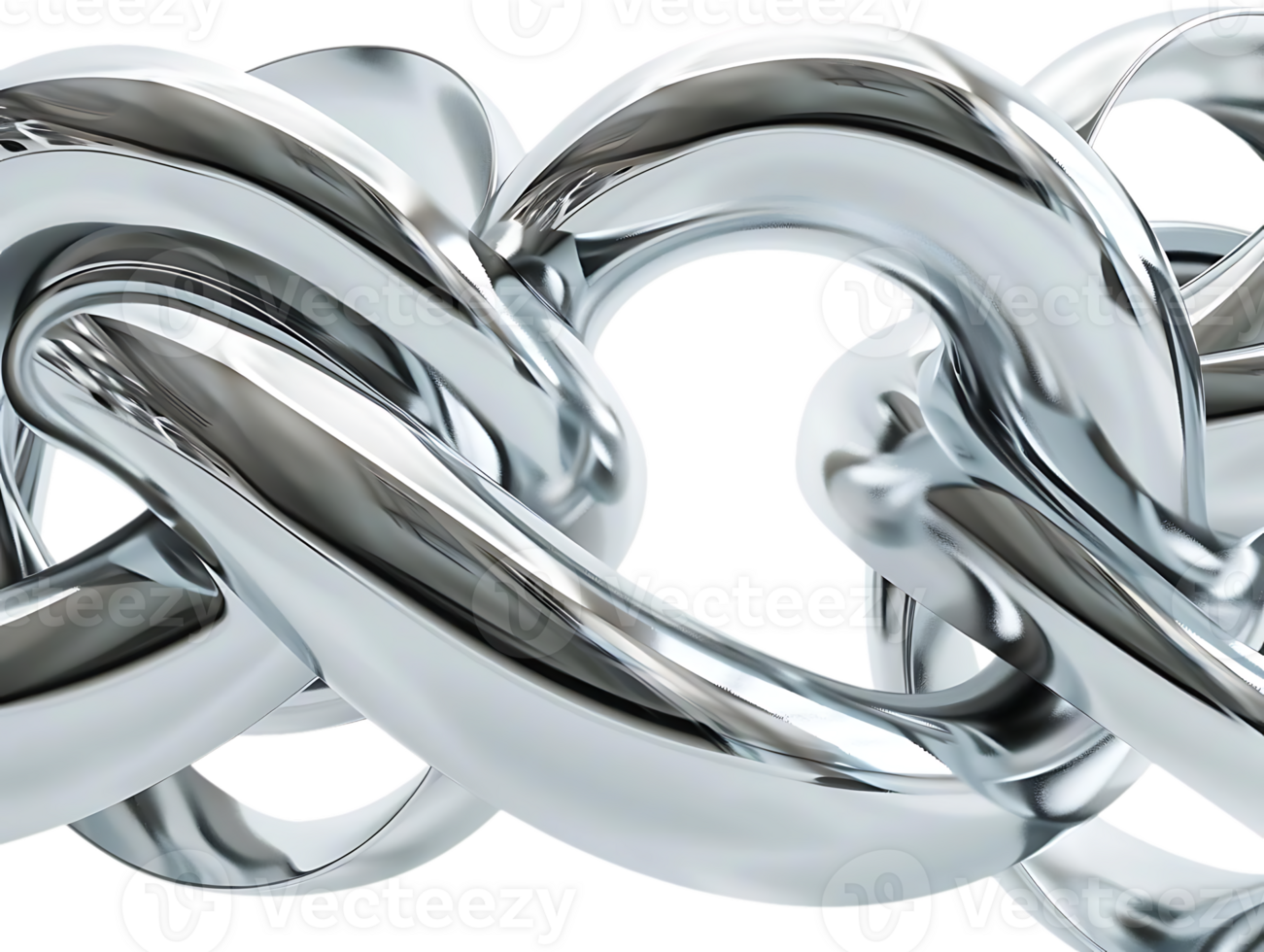Abstract Silver Metallic Curves Intertwined on Transparent Background png