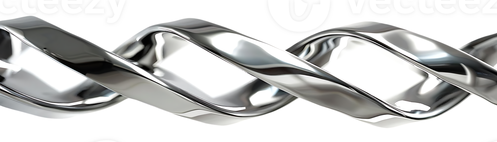 Shiny Silver Spiral, Twisting, Reflecting, Background Transparent -  Abstract 3D Render png