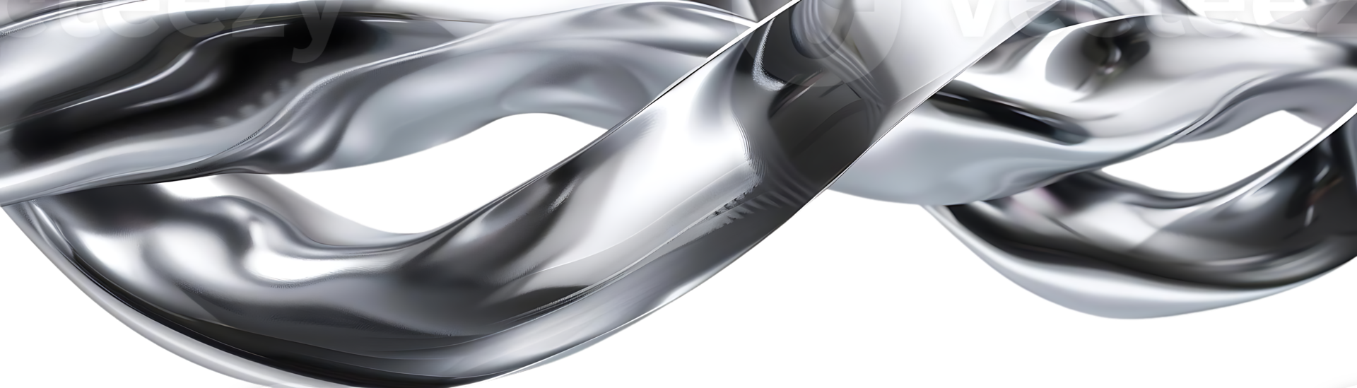 Abstract Silver Ribbon with a Transparent Background Creates a Striking and Modern Design Element. png