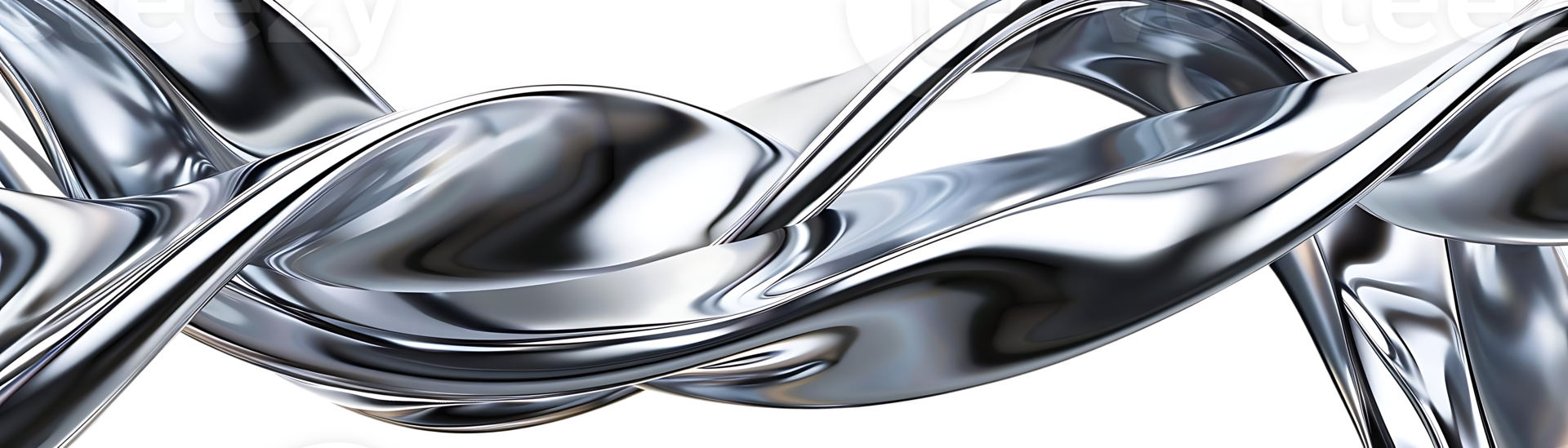 Abstract Liquid Metal Swirls with a Transparent Background - 3D Rendered Metallic Surface Design png