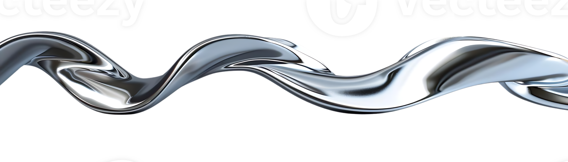 Liquid Metal Flowing on a Transparent Background, Abstract Design with Silver Metallic Texture png