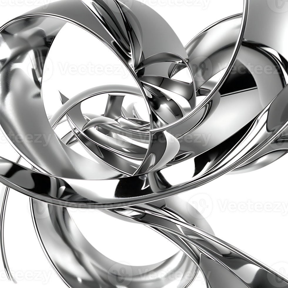 Abstract Silver Swirls Intertwine and Create a Shiny, Transparent Background png