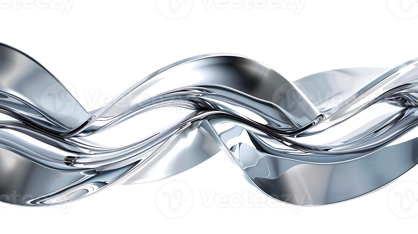 Abstract Metallic Waves Flowing and Intertwining, Creating a Stunning Visual with a Transparent Background. png