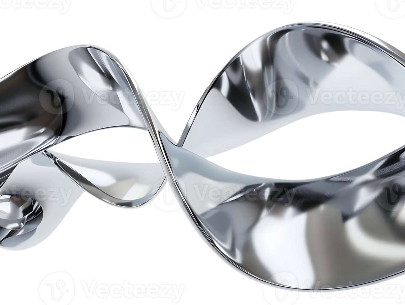 Metallic Ribbon Twists and Curls on a Transparent Background png