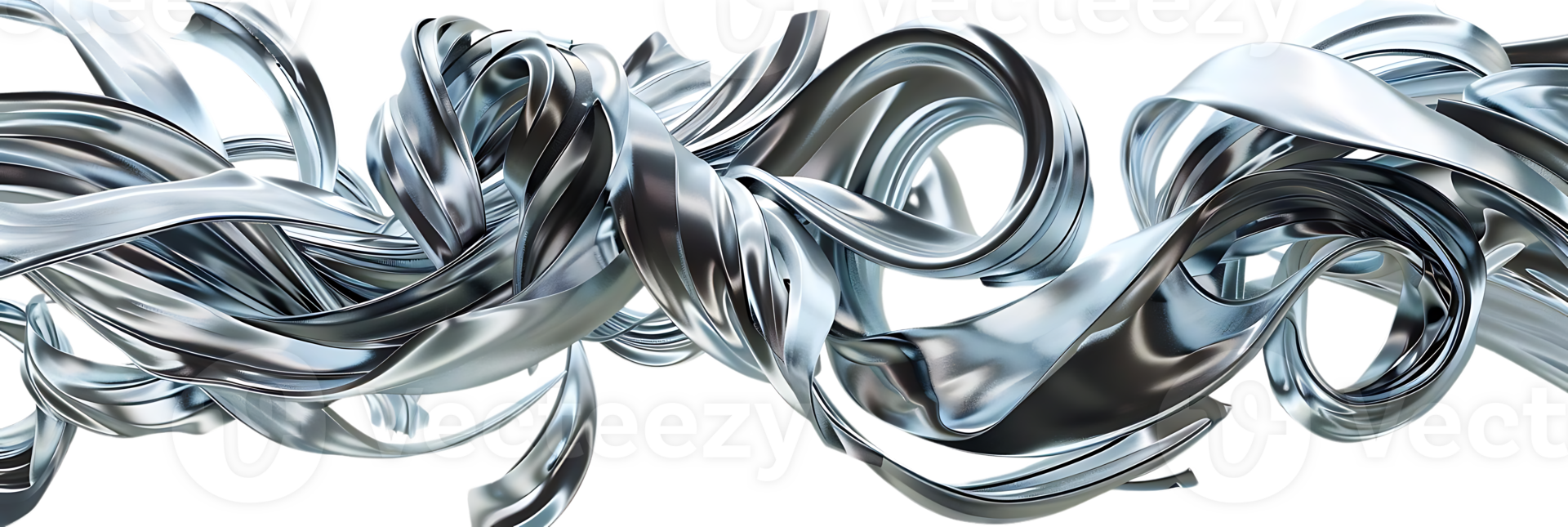 Metallic Ribbons Dance and Twirl Against a Transparent Background, Creating a Stunning Abstract Composition png