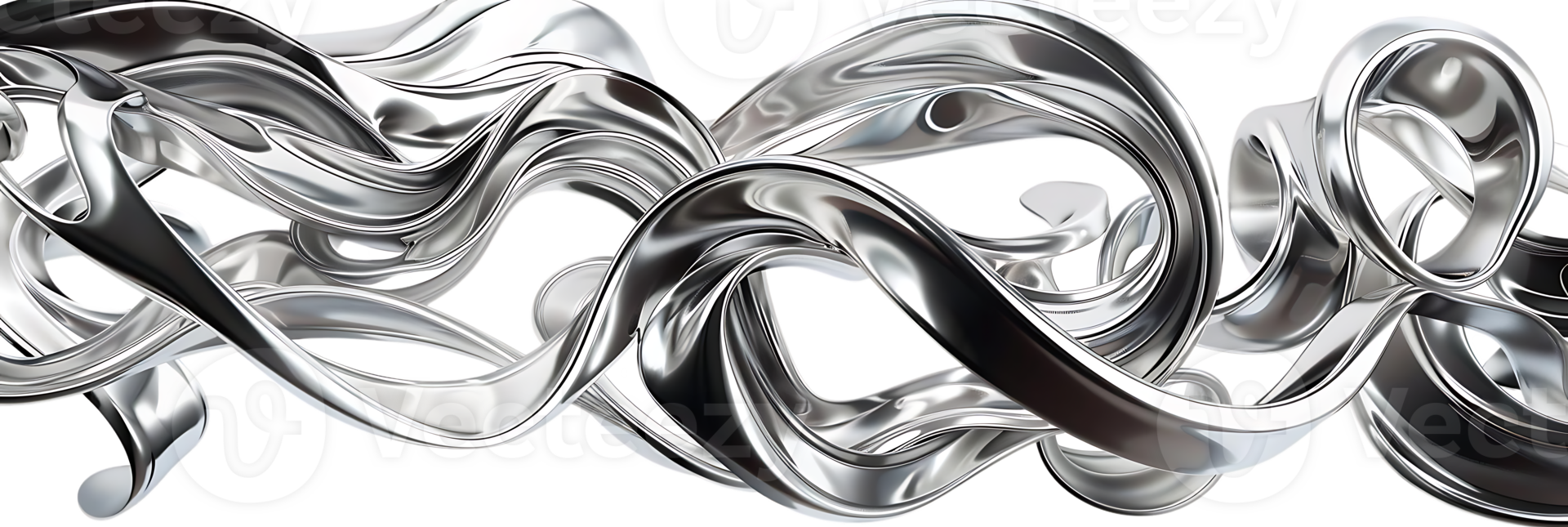 Abstract Silver Waves Flowing with a Transparent Background, a Modern Artistic Design with a Sleek and Elegant Look png