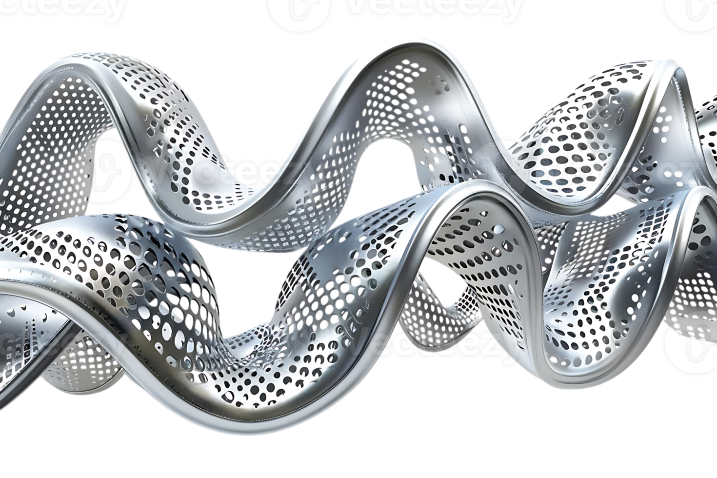 Abstract Metallic Wavy Surface with Transparent Background png