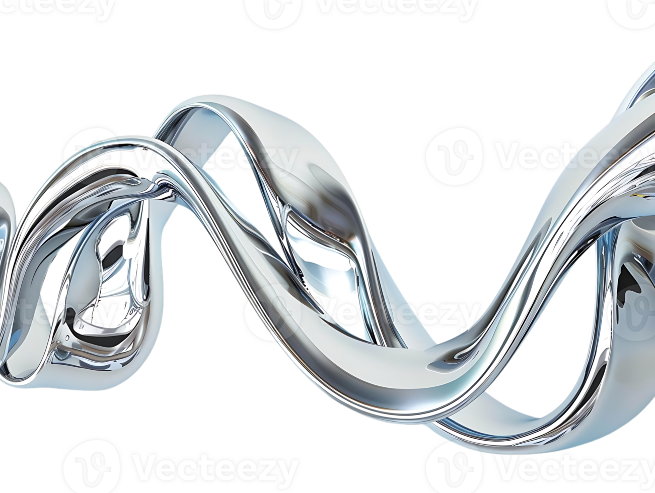 Abstract Liquid Metal Swirling on a Transparent Background, Abstract Silver Design with Metallic Sheen, Fluid Abstract Design in 3D, Abstract Metal Swirl with Reflection png